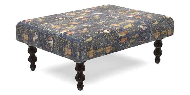 Porthallow Footstool in V&A Threads of India Sulawesi Splendour Indra Winter