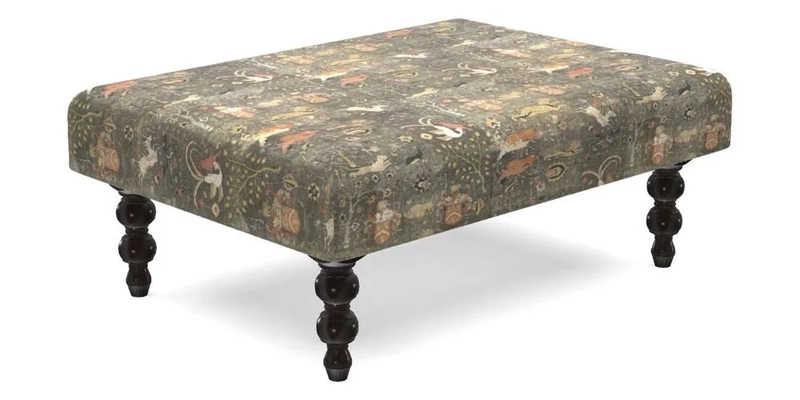 Porthallow Footstool in V&A Threads of India Sulawesi Splendour Indra Winter