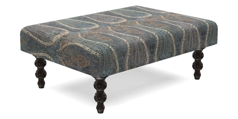 Porthallow Footstool in V&A Threads of India Sulawesi Splendour Indra Winter