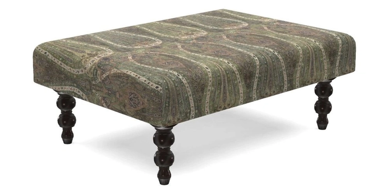 Porthallow Footstool in V&A Threads of India Sulawesi Splendour Indra Winter