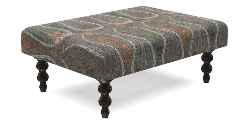 Porthallow Footstool in V&A Threads of India Sulawesi Splendour Indra Winter