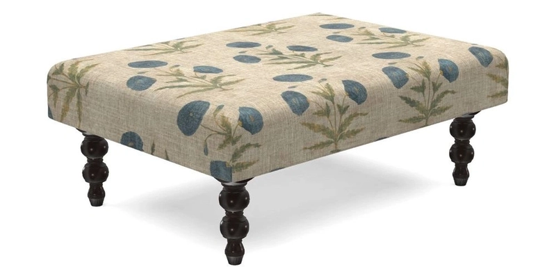 Porthallow Footstool in V&A Threads of India Sulawesi Splendour Indra Winter