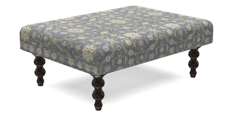 Porthallow Footstool in V&A Threads of India Sulawesi Splendour Indra Winter