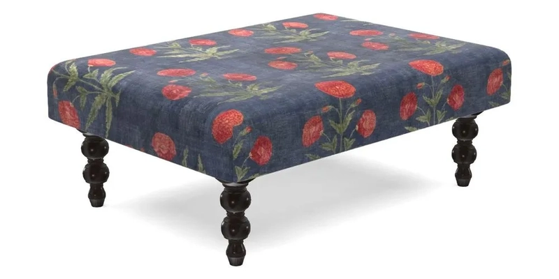 Porthallow Footstool in V&A Threads of India Sulawesi Splendour Indra Winter