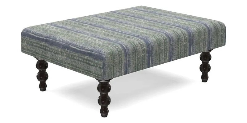 Porthallow Footstool in V&A Threads of India Sulawesi Splendour Indra Winter
