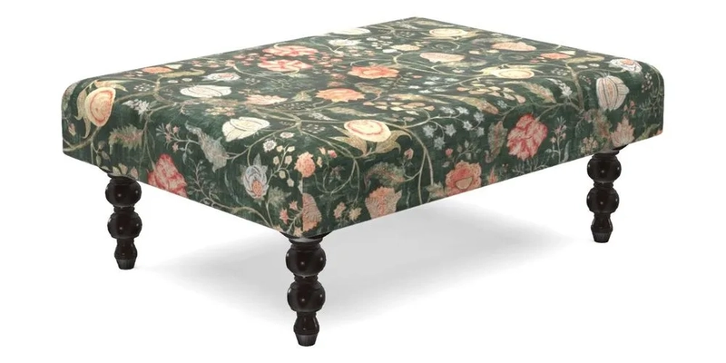 Porthallow Footstool in V&A Threads of India Sulawesi Splendour Indra Winter Porthallow Footstool in V&A Threads of India Sulawesi Splendour Indra Winter
