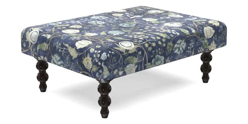 Porthallow Footstool in V&A Threads of India Sulawesi Splendour Indra Winter