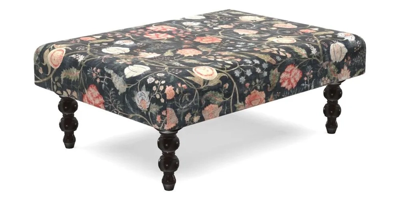Porthallow Footstool in V&A Threads of India Sulawesi Splendour Indra Winter