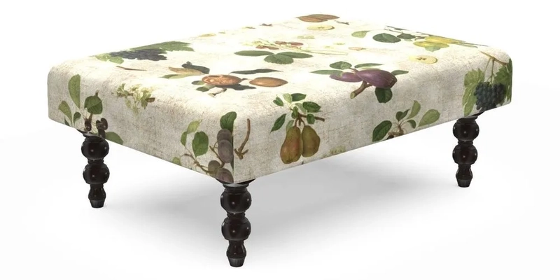 Porthallow Footstool in V&A Threads of India Sulawesi Splendour Indra Winter