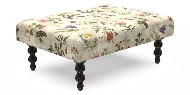 Porthallow Footstool in V&A Threads of India Sulawesi Splendour Indra Winter