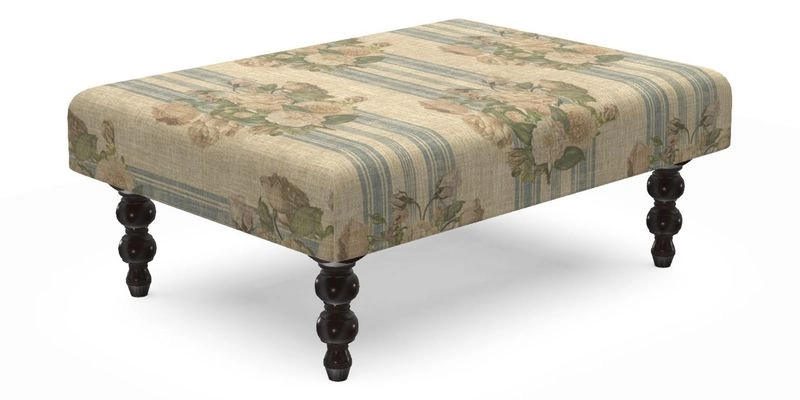 Porthallow Footstool in V&A Threads of India Sulawesi Splendour Indra Winter