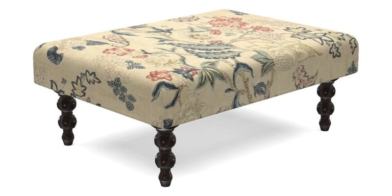 Porthallow Footstool in V&A Threads of India Sulawesi Splendour Indra Winter