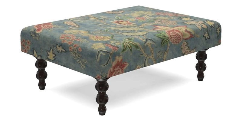 Porthallow Footstool in V&A Threads of India Sulawesi Splendour Indra Winter