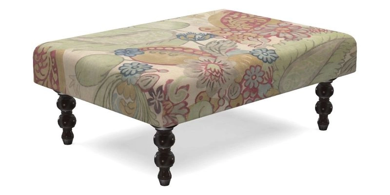 Porthallow Footstool in V&A Threads of India Sulawesi Splendour Indra Winter