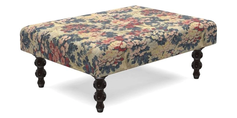 Porthallow Footstool in V&A Threads of India Sulawesi Splendour Indra Winter