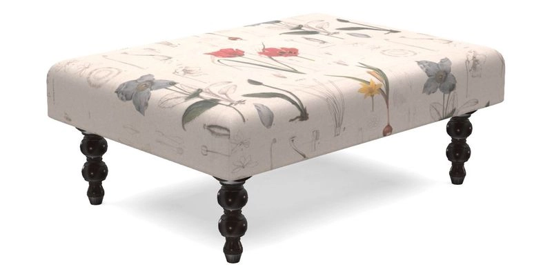 Porthallow Footstool in V&A Threads of India Sulawesi Splendour Indra Winter