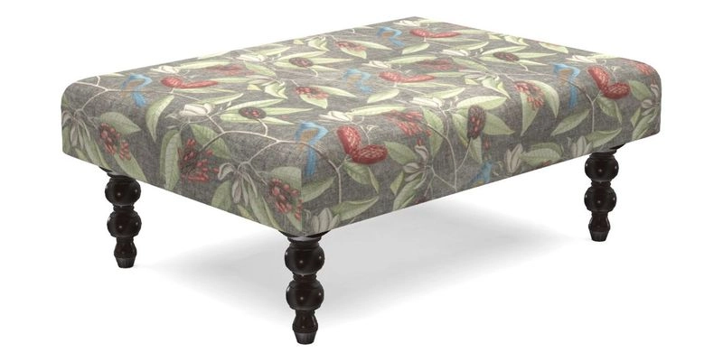 Porthallow Footstool in V&A Threads of India Sulawesi Splendour Indra Winter