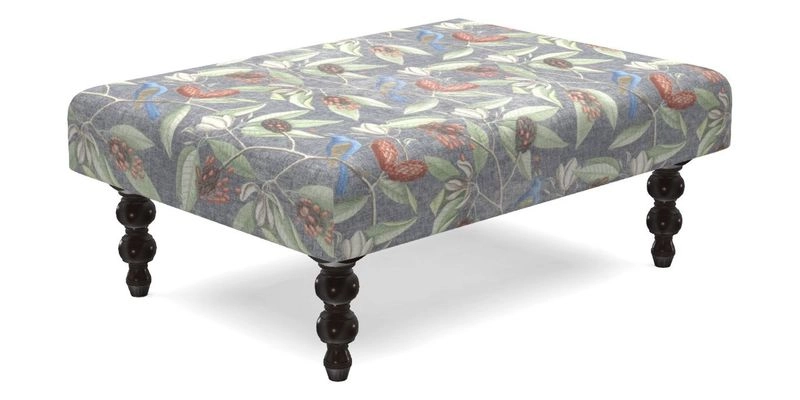 Porthallow Footstool in V&A Threads of India Sulawesi Splendour Indra Winter