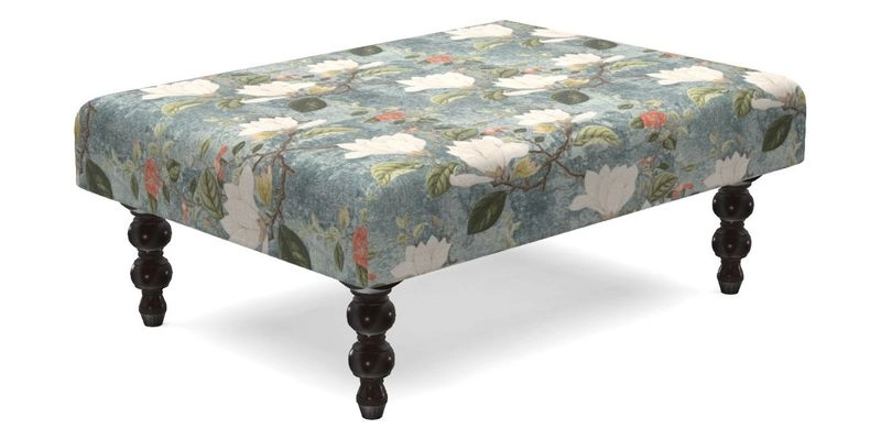Porthallow Footstool in V&A Threads of India Sulawesi Splendour Indra Winter
