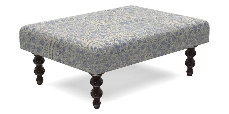 Porthallow Footstool in V&A Threads of India Sulawesi Splendour Indra Winter
