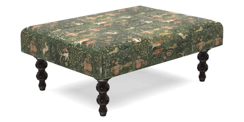 Porthallow Footstool in V&A Threads of India Sulawesi Splendour Indra Winter