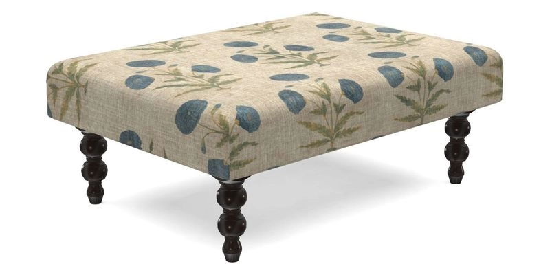 Porthallow Footstool in V&A Threads of India Sulawesi Splendour Indra Winter