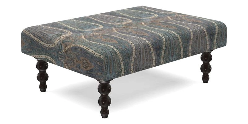 Porthallow Footstool in V&A Threads of India Sulawesi Splendour Indra Winter