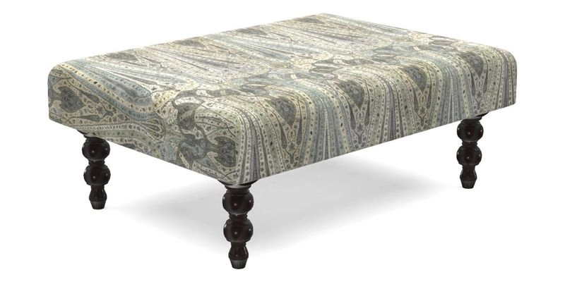Porthallow Footstool in V&A Threads of India Sulawesi Splendour Indra Winter