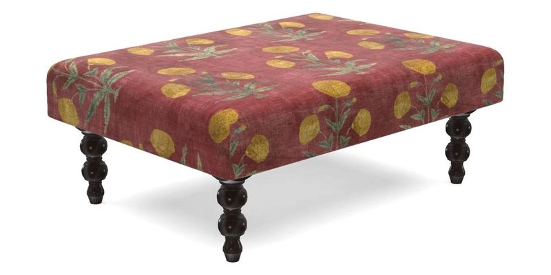 Porthallow Footstool in V&A Threads of India Sulawesi Splendour Indra Winter