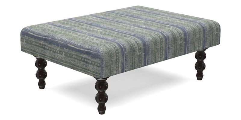 Porthallow Footstool in V&A Threads of India Sulawesi Splendour Indra Winter