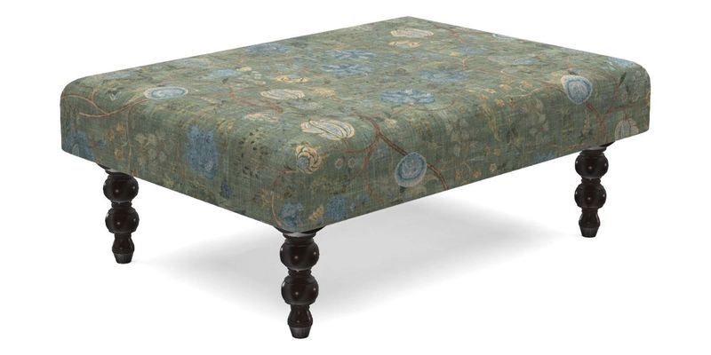 Porthallow Footstool in V&A Threads of India Sulawesi Splendour Indra Winter