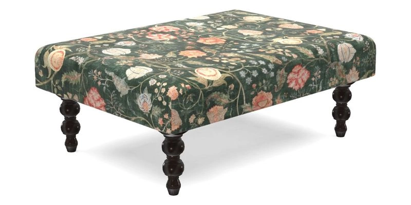 Porthallow Footstool in V&A Threads of India Sulawesi Splendour Indra Winter