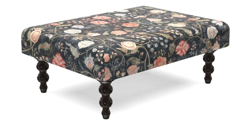 Porthallow Footstool in V&A Threads of India Sulawesi Splendour Indra Winter