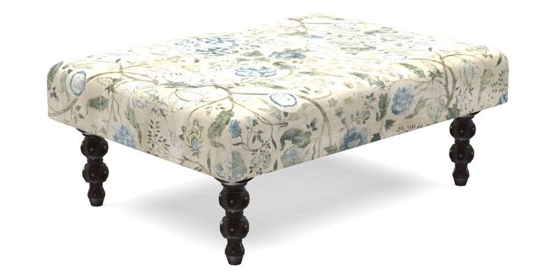 Porthallow Footstool in V&A Threads of India Sulawesi Splendour Indra Winter