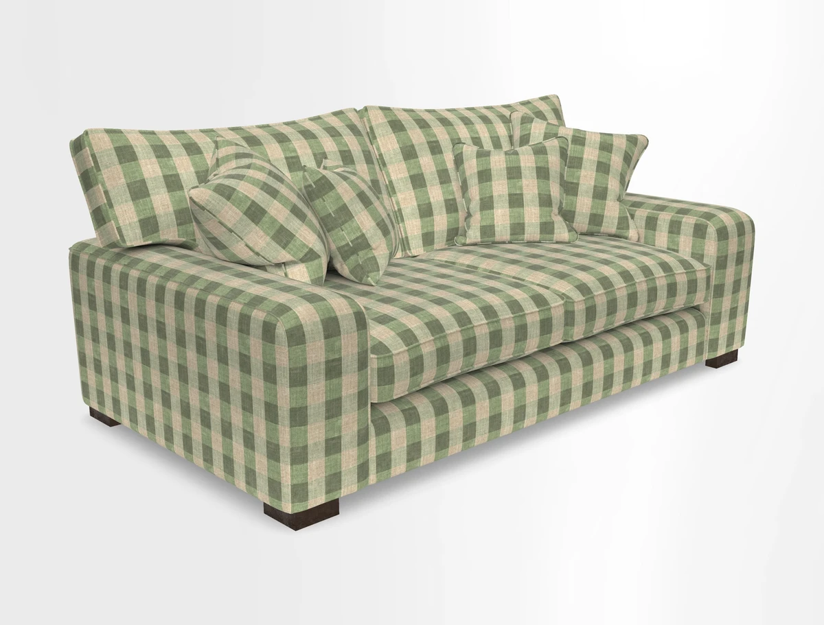 Richmond 3 Seater Sofa in Large Sussex Gingham Large Forest