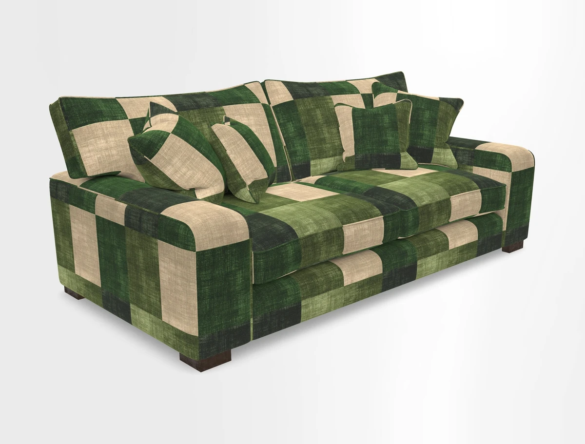 Richmond 3 Seater Sofa in Large Sussex Gingham Large Forest