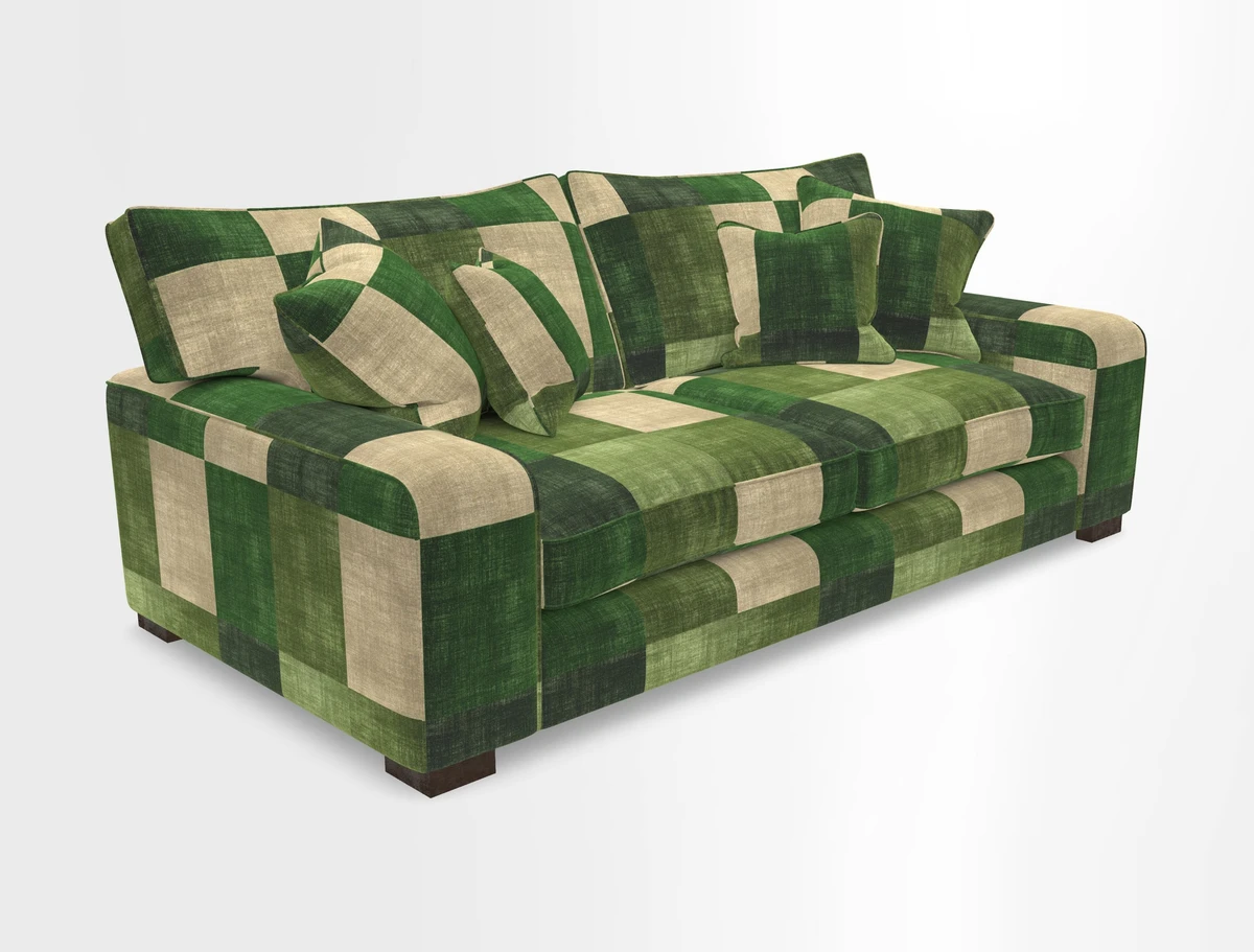 Richmond 3 Seater Sofa in Large Sussex Gingham Large Forest