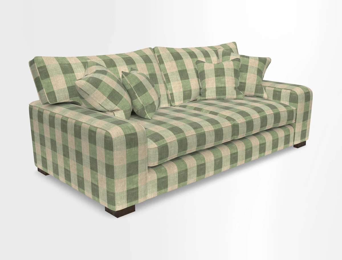 Richmond 3 Seater Sofa in Large Sussex Gingham Large Forest