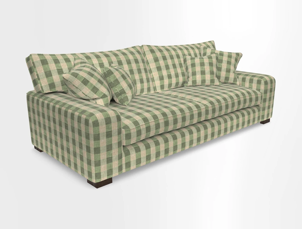 Richmond 3 Seater Sofa in Large Sussex Gingham Large Forest