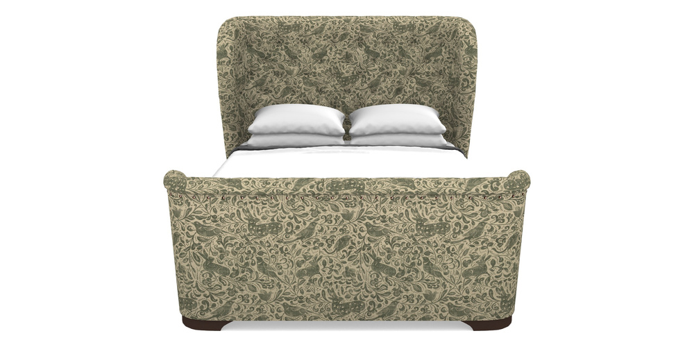 Product photograph of Rouen High End Double In V A Drawn From Nature - Bird And Rabbit - Dark Green from Sofas and Stuff Limited