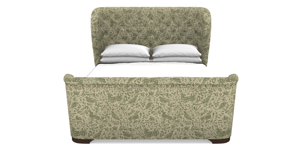 Product photograph of Rouen High End King In V A Drawn From Nature - Bird And Rabbit - Light Green from Sofas and Stuff Limited