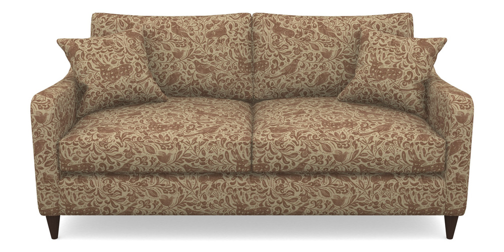 Product photograph of Rye 3 Seater Sofa In V A Drawn From Nature - Bird And Rabbit - Terracotta from Sofas and Stuff Limited