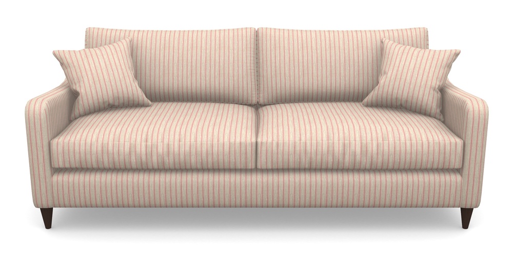Product photograph of Rye 4 Seater Sofa In Cloth 18 Stripes - Ticking - Cranberry from Sofas and Stuff Limited