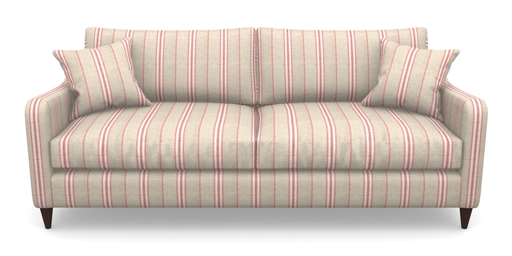 Product photograph of Rye 4 Seater Sofa In Cloth 18 Stripes - Regimental - Cranberry from Sofas and Stuff Limited