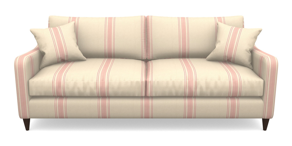 Product photograph of Rye 4 Seater Sofa In Cloth 22 - Racing Stripes Cheltenham - Cherry from Sofas and Stuff Limited