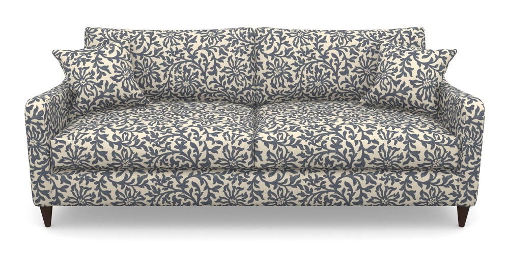 Product photograph of Rye 4 Seater Sofa In V A Brompton Collection - Floral Scroll - Midnight Blue from Sofas and Stuff Limited