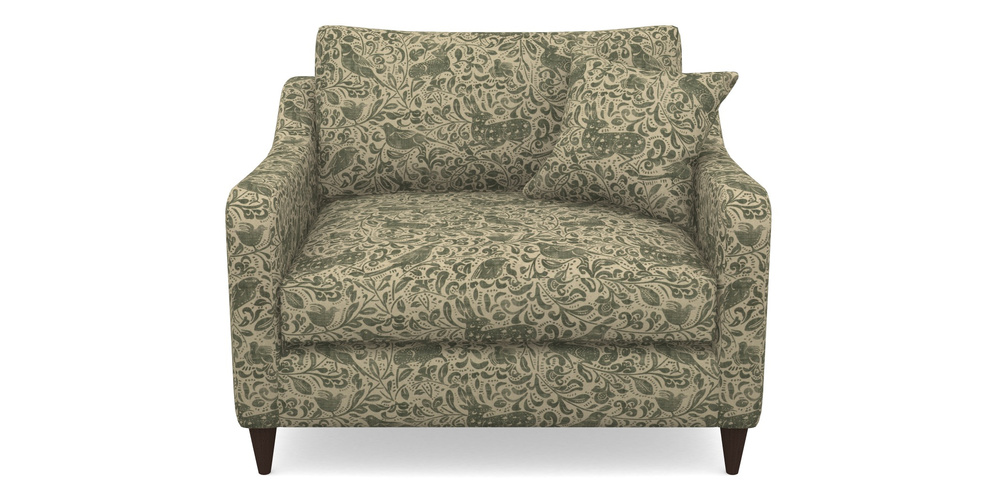 Product photograph of Rye Snuggler In V A Drawn From Nature - Bird And Rabbit - Dark Green from Sofas and Stuff Limited