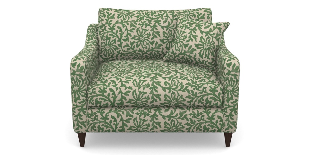 Product photograph of Rye Snuggler In V A Brompton Collection - Floral Scroll - Basil from Sofas and Stuff Limited