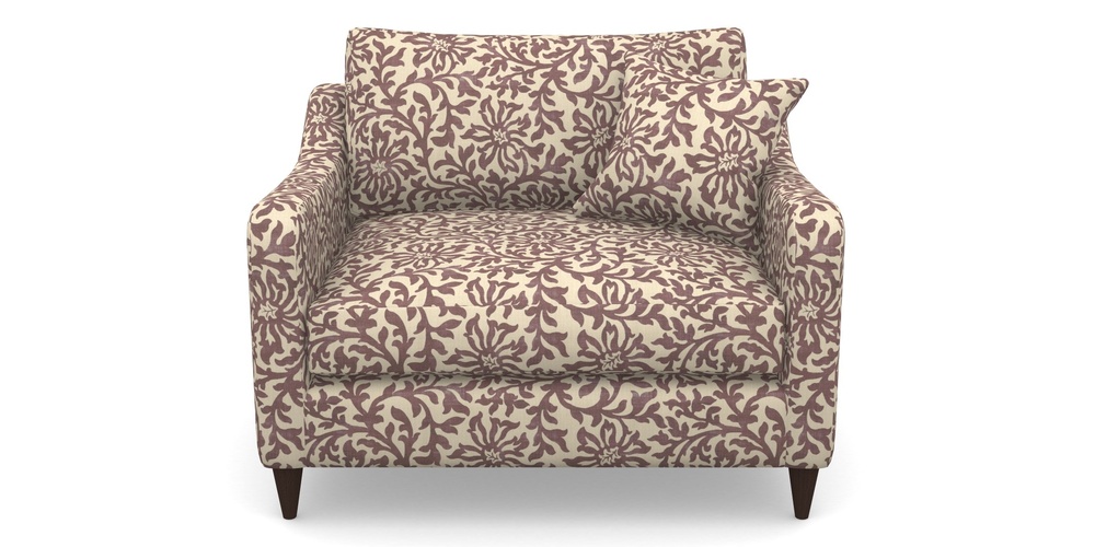 Product photograph of Rye Snuggler In V A Brompton Collection - Floral Scroll - Cacao from Sofas and Stuff Limited