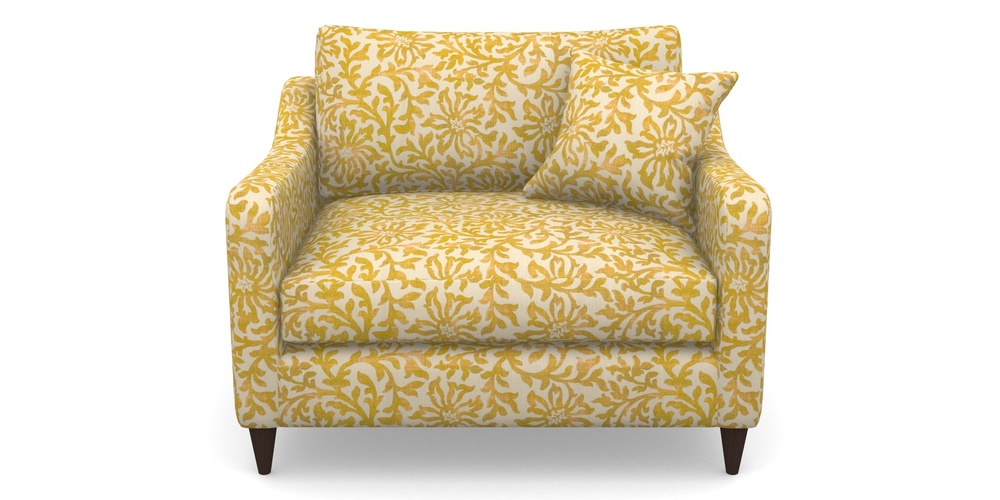 Product photograph of Rye Snuggler In V A Brompton Collection - Floral Scroll - Corn from Sofas and Stuff Limited